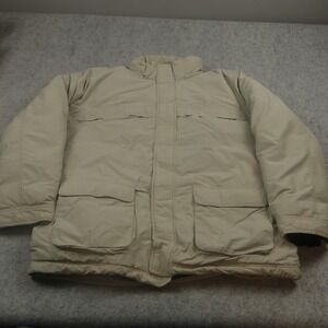 Eddie Bauer Jacket Mens XL Tan Goose Down Puffer Outdoor Parka Winter‎ Coat Warm
